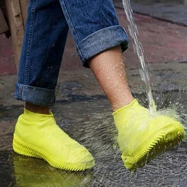 Non-Slip Silicone Rain Reusable Anti skid Waterproof Fordable Boot Shoe Cover (Extra Large Size (XL)/ 1 Pair / Yellow) - Image 3