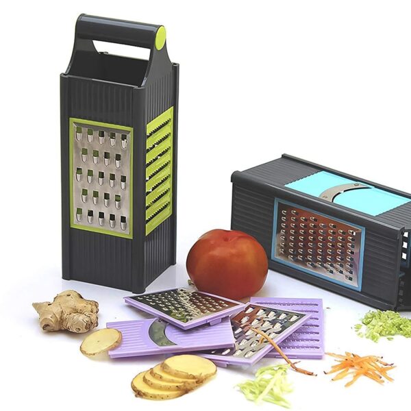 Steel and Plastic 4 in 1 Vegetable & Fruit Slicer Grater / Slicer (1 Pc) - Image 3