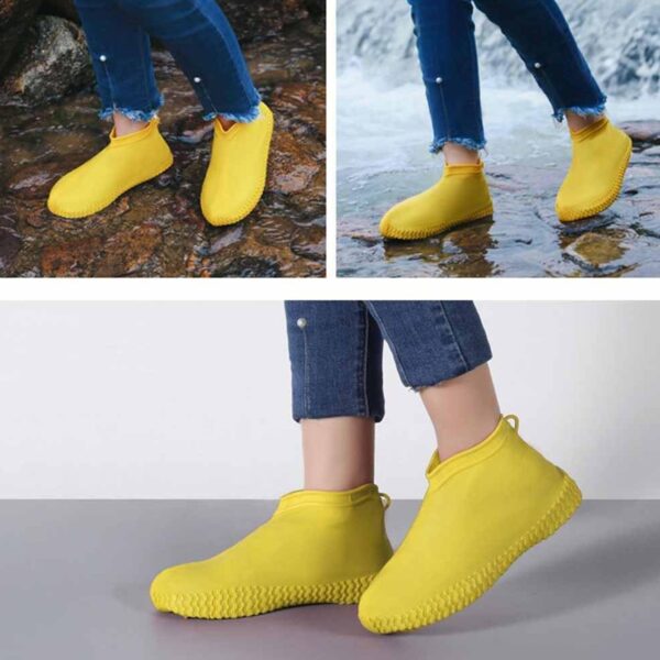 Non-Slip Silicone Rain Reusable Anti skid Waterproof Fordable Boot Shoe Cover (Extra Large Size (XL)/ 1 Pair / Yellow) - Image 5