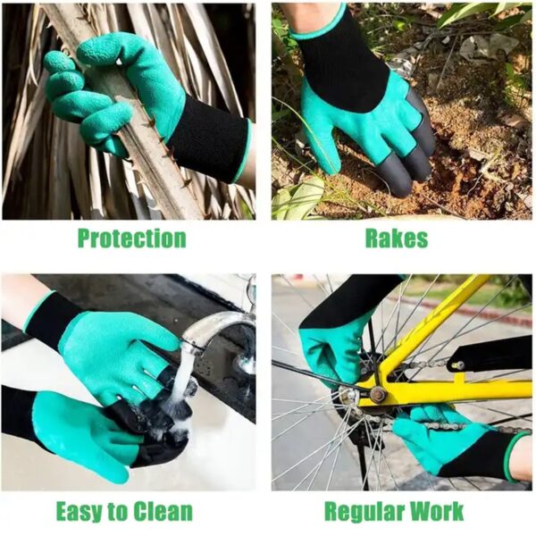 Heavy Duty Garden Gloves with Claws (Washable): 1 Pair (Mix Color) - Image 3