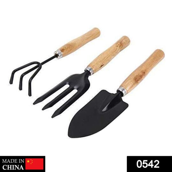 Gardening Tools - Hand Cultivator, Small Trowel, Garden Fork (Set of 3) - Image 2