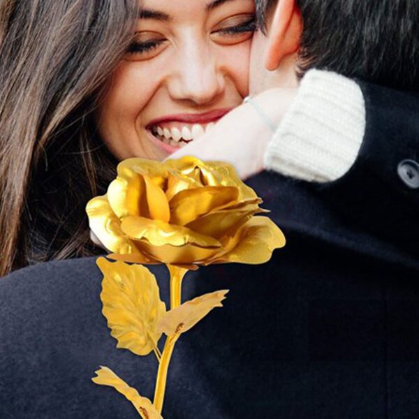 Luxury Decorative Gold Plated Artificial Golden Rose with Premium Box - Image 3