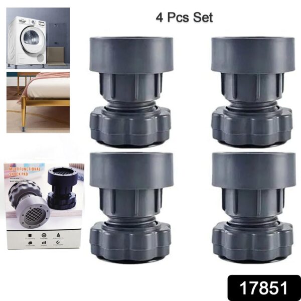 Plastic Washing Machine Vibration Feet , Adjustable Highly Non-Slip Support Anti Vibration Walk  Shock Absorber Noise Cancelling Furniture Lifting Base (4 Pcs Set) - Image 2